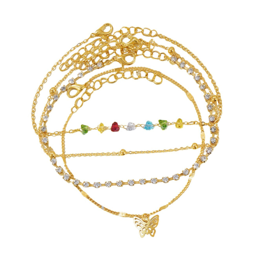 16 Pieces Adjustable Ankle Bracelets with Colorful Crystals Vintage Design Perfect for Summer Beach Accessories Women Girls