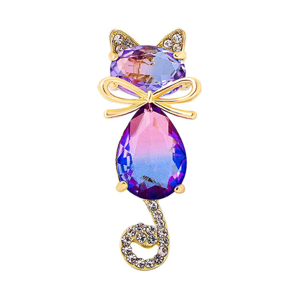 Women's Cat Girl Brooch Pin - Crystal Alloy Rhinestone Safety Pin Jewelry Accessories in Elegant Metal Design