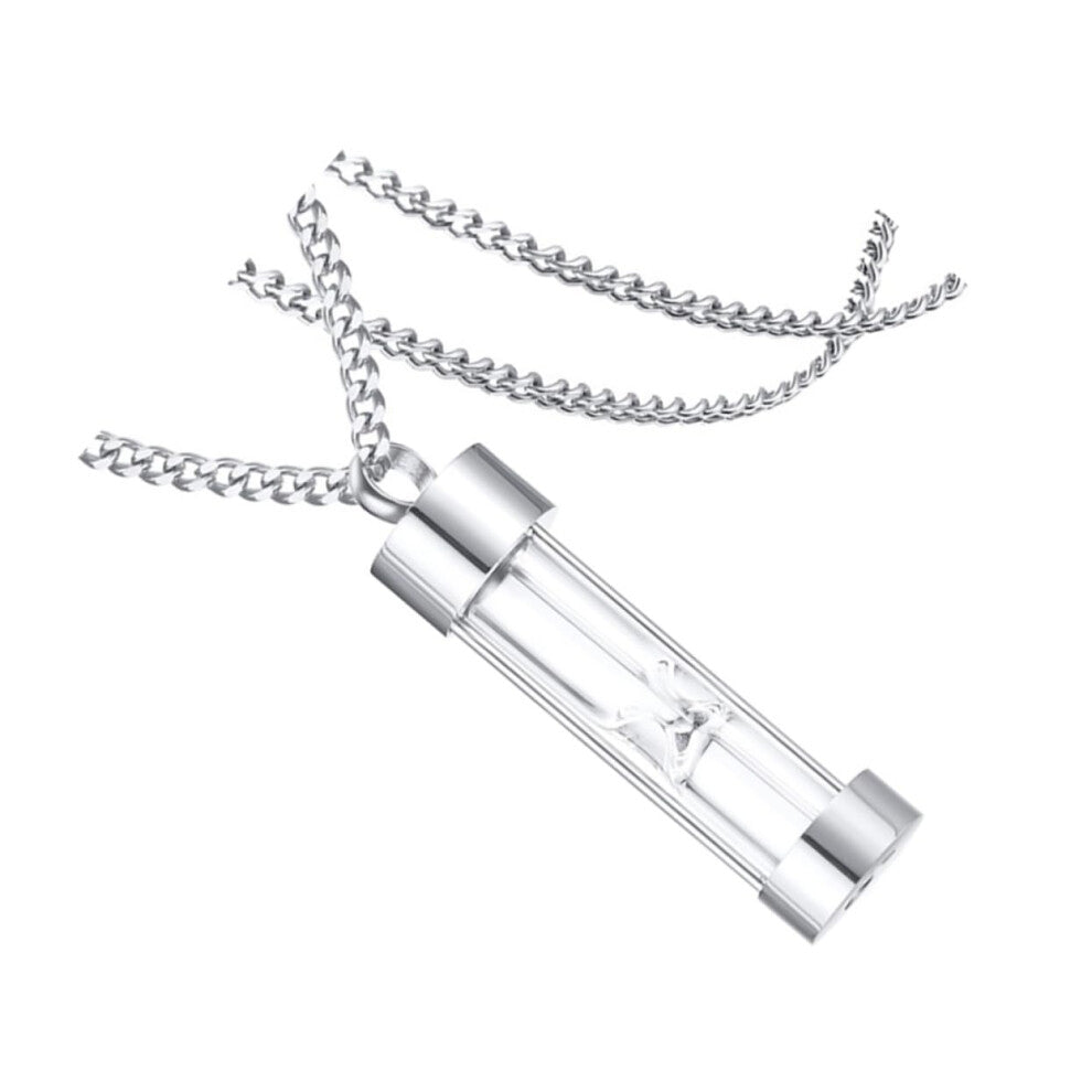 Personalised Urn Necklace for Ashes - Hourglass Design Pendant Chain in Silver for Men and Women, Elegant Memorial Jewellery