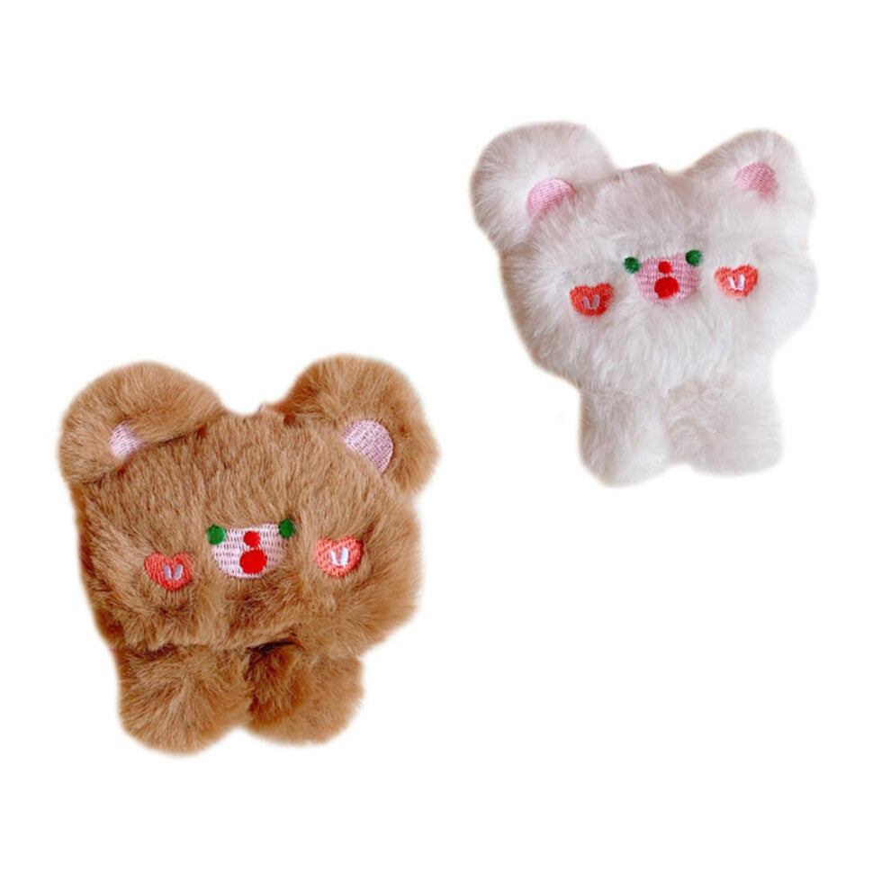 Plush Brooch Set of 2 Cute Animal Pins for Clothing Bags DIY Accessories Durable Colorfast Fabric Design