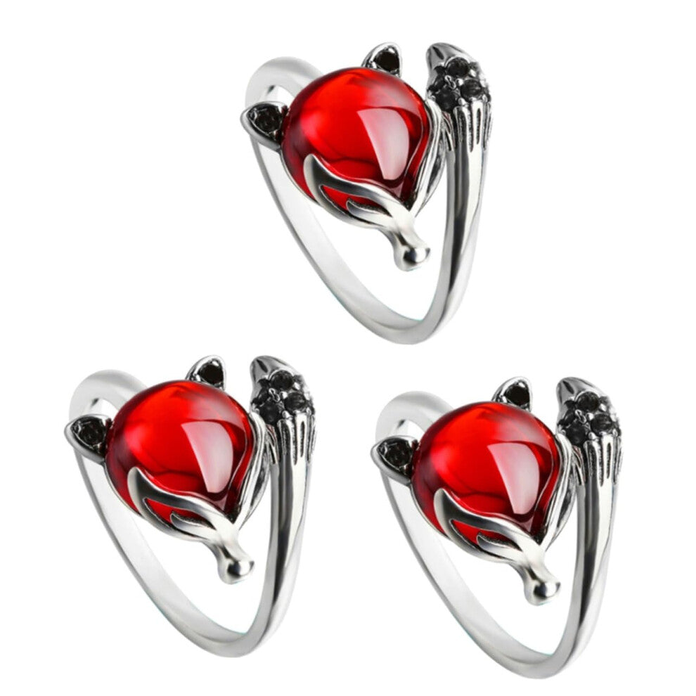 Pomegranate Fox Ring Copper Hand Ring Fashion Accessory for Girls Creative Finger Ring Jewellery Size 3