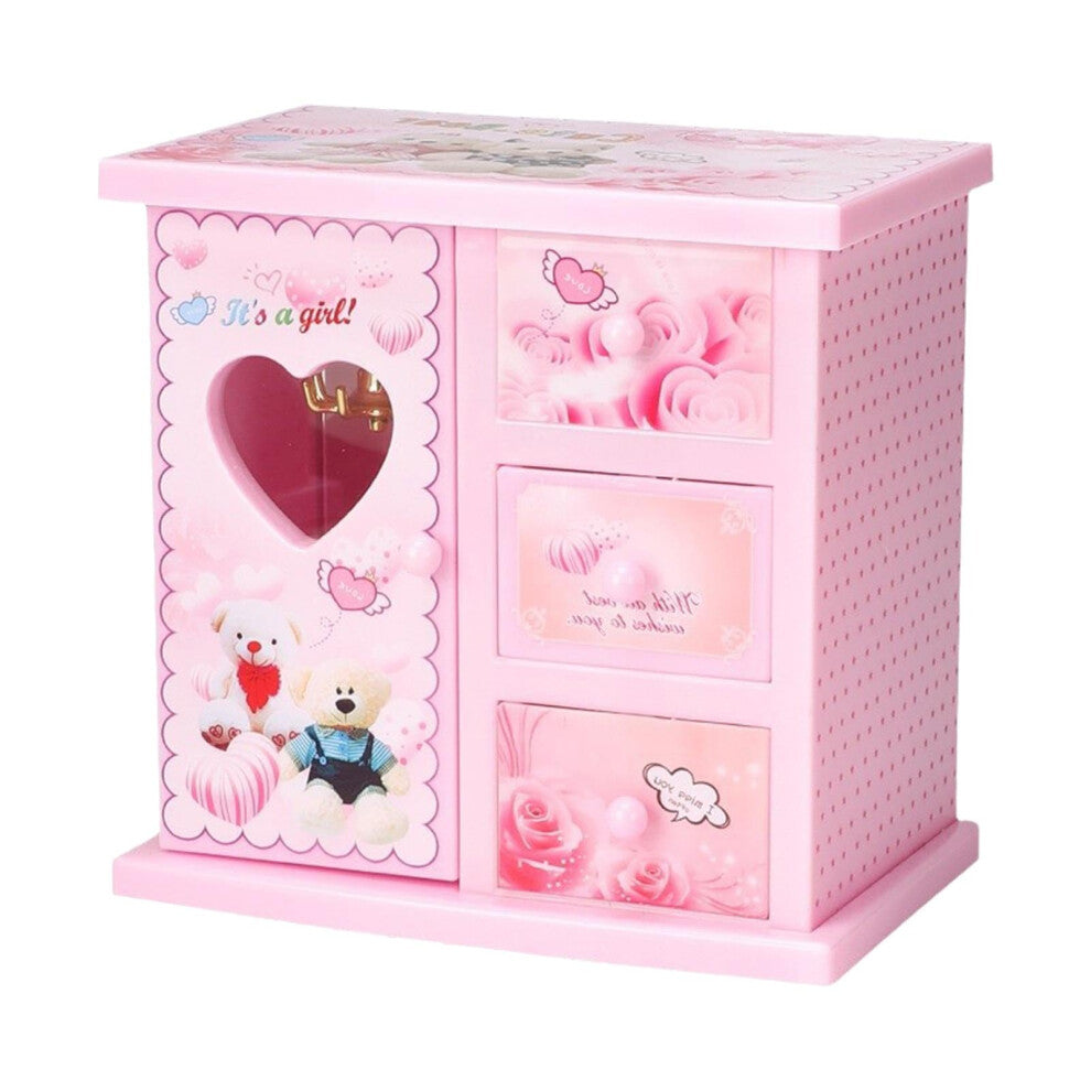 Jewellery Box for Girls with Music, Large Wooden Music Storage Box, Kids Jewellery Organizer in Pink