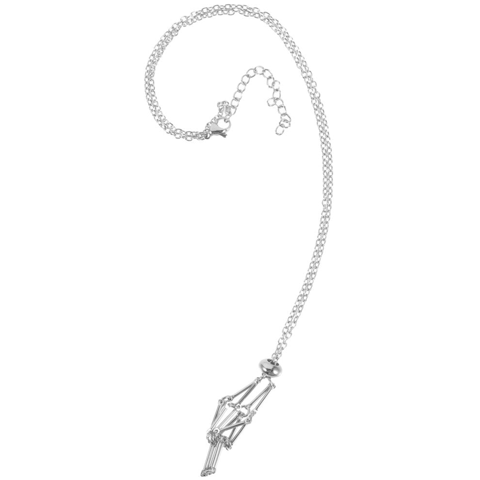 Adjustable Necklace with Stainless Steel Cage for DIY Jewelry - Empty Stone Crystal Holder for Pendants and Custom Creations