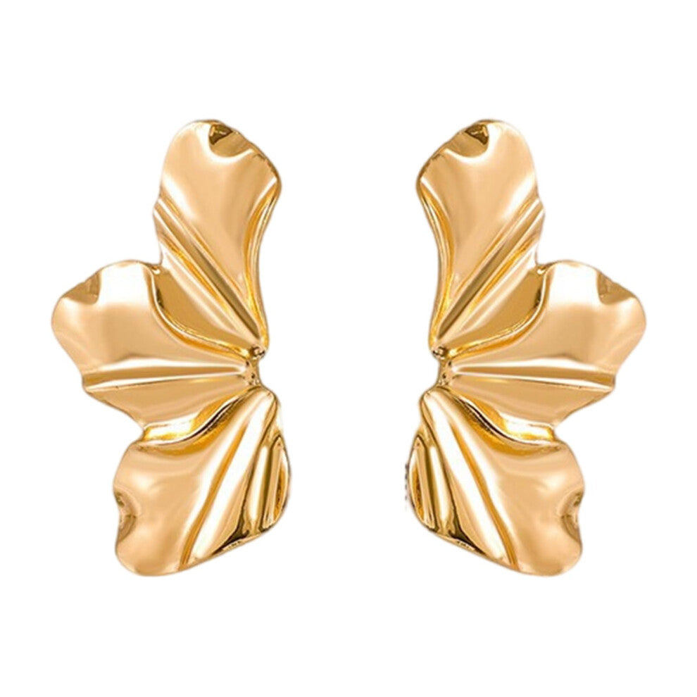 Stylish Women's Earrings in Unique Petal Shape, Comfortable Alloy Material, Ideal for Daily Wear in Gold