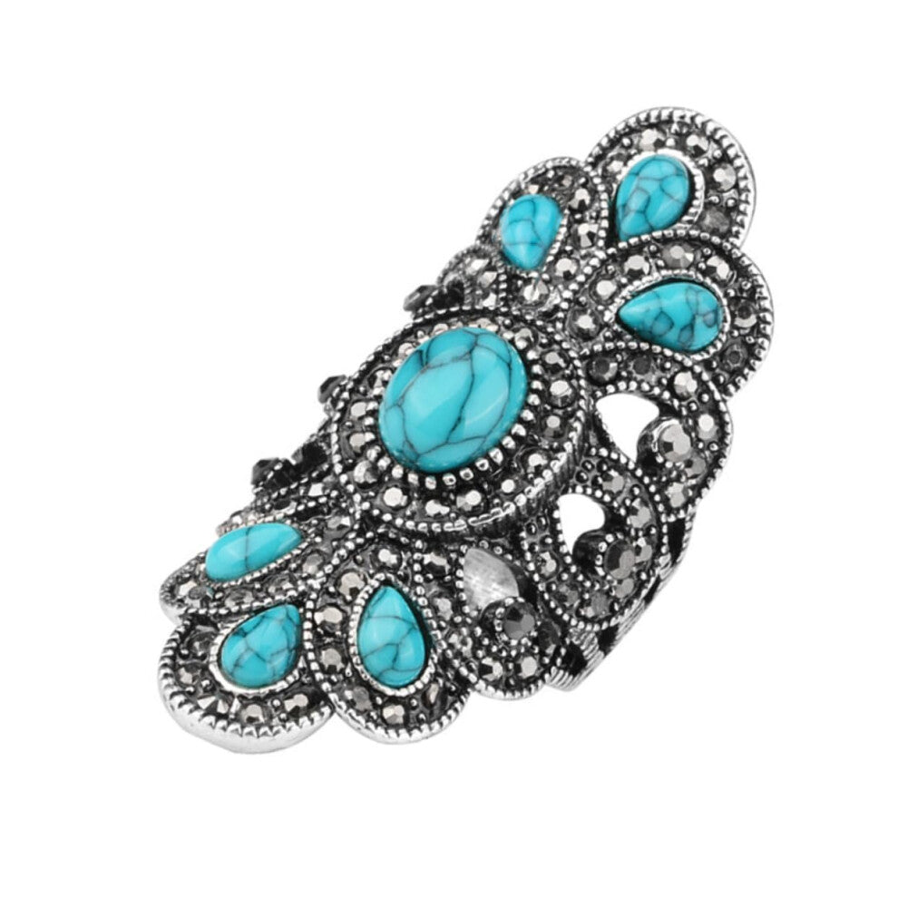 Agate Ring Hand Jewellery for Women - Blue Stone Finger Jewellery in Zinc Alloy for Girls Bridal Fashion