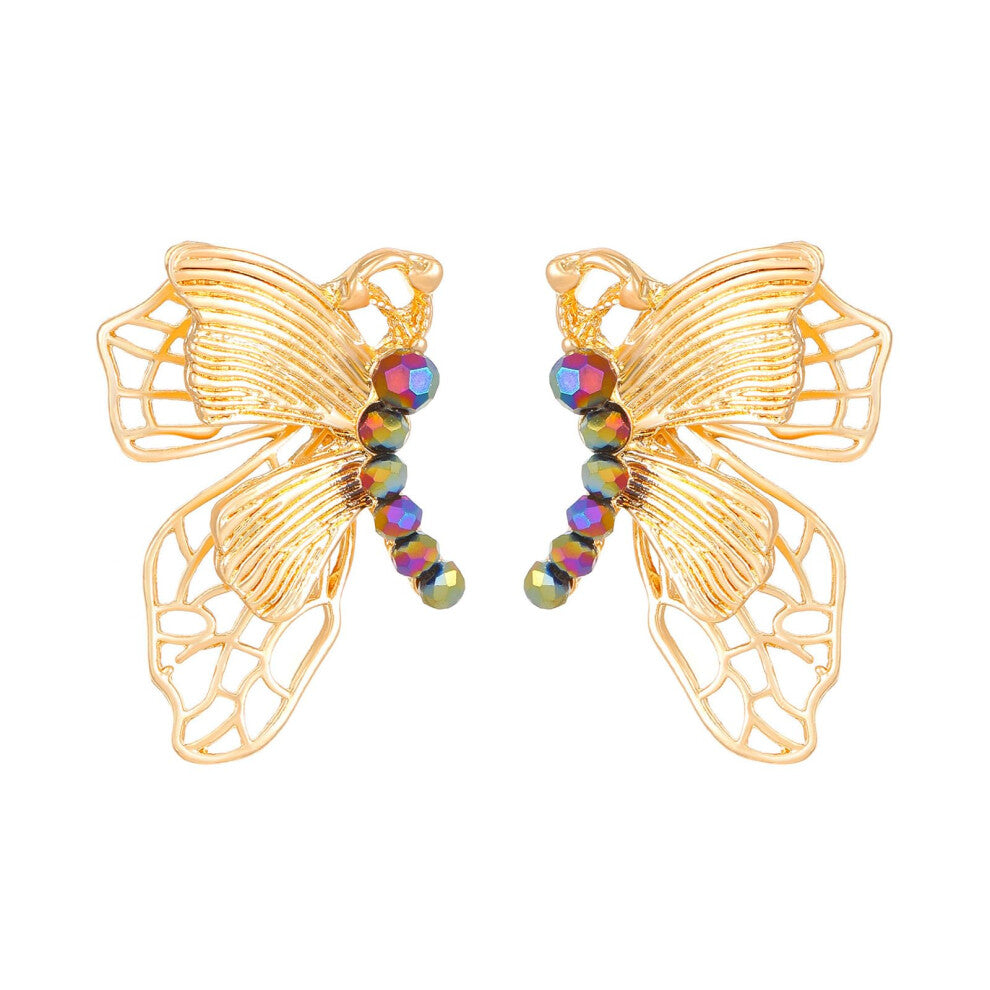 Filigree Butterfly Earrings in Alloy, Durable Glossy Surface Jewelry for Fashion Enthusiasts, Lightweight Design