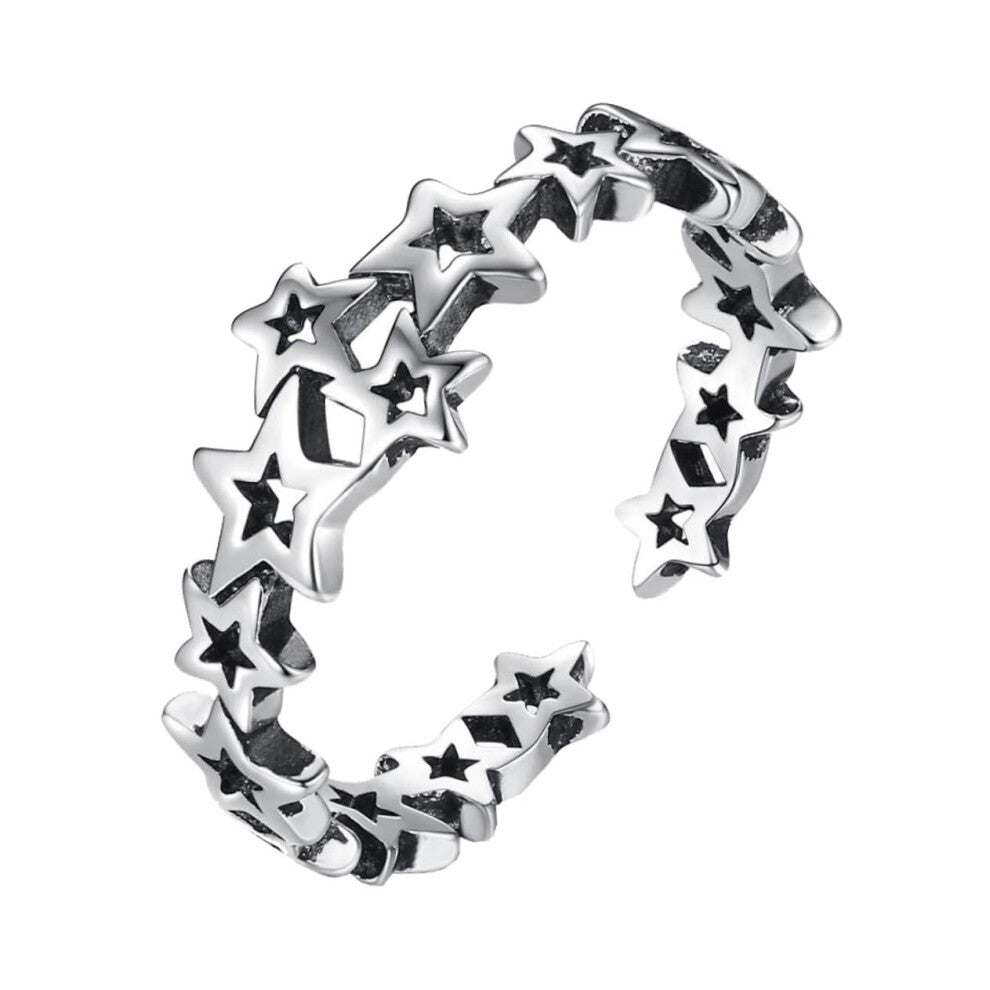 Pentagram Ring Vintage Decorative Ring for Women Pure Copper Five-Pointed Star Finger Jewellery Size 1.6x0.7cm