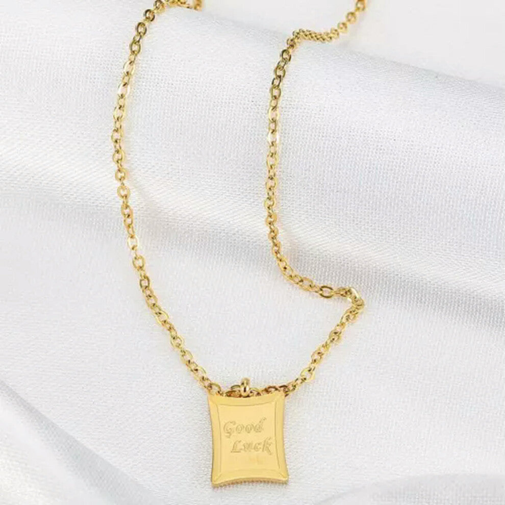 Necklace with lucky charm for women, stainless steel collarbone chain, elegant design, hypoallergenic, 45 cm