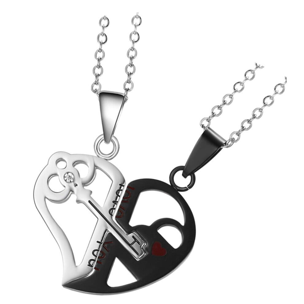 Heart Puzzle Partner Necklaces for Couples - Stainless Steel Matching Necklaces for Valentine's Day - Durable & Lightweight