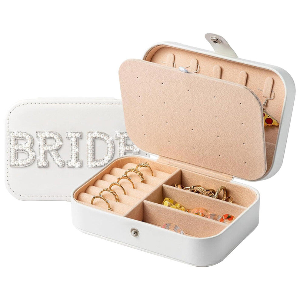 Jewellery Travel Case, Double Layer Small Organiser with Pearl Letter Design, Compact Jewellery Holder for Travel