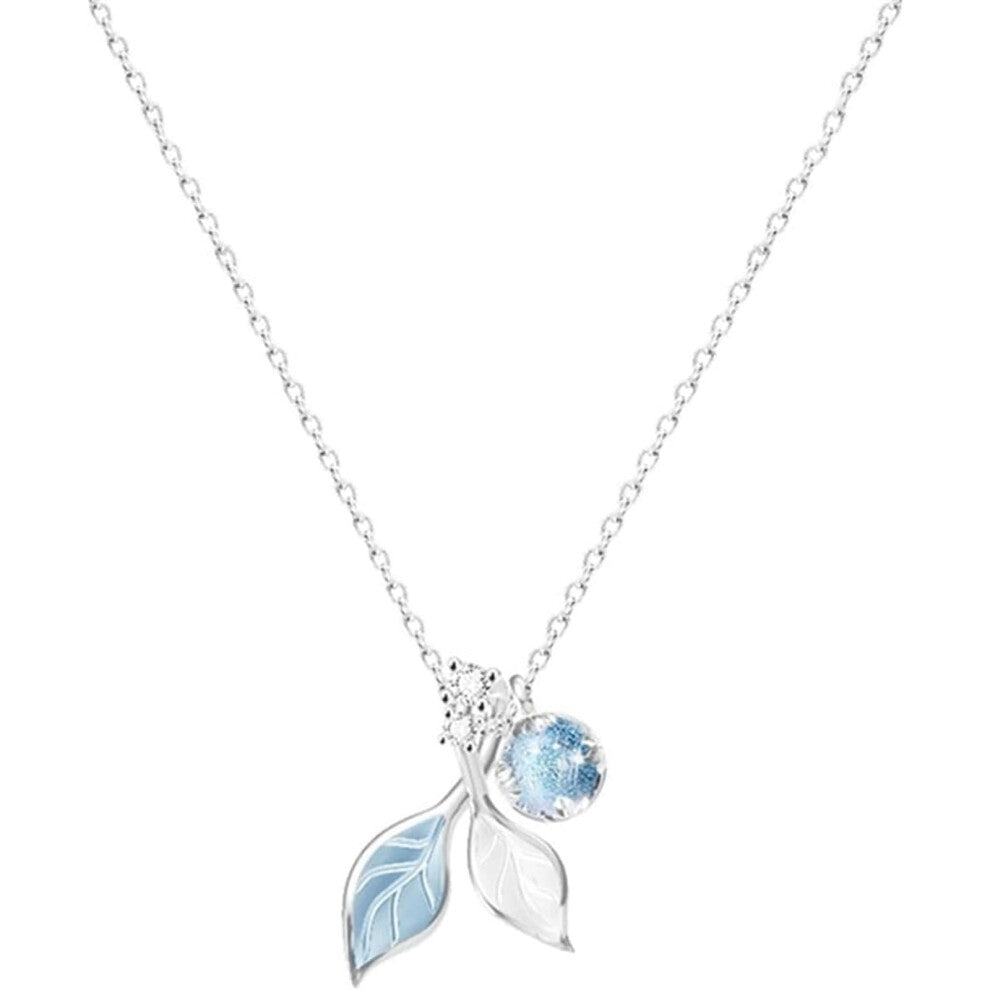 Leaf Pendant Necklace 925 Silver Women's Jewelry Lightweight Colarmbone Chain Elegant Fashion Accessories