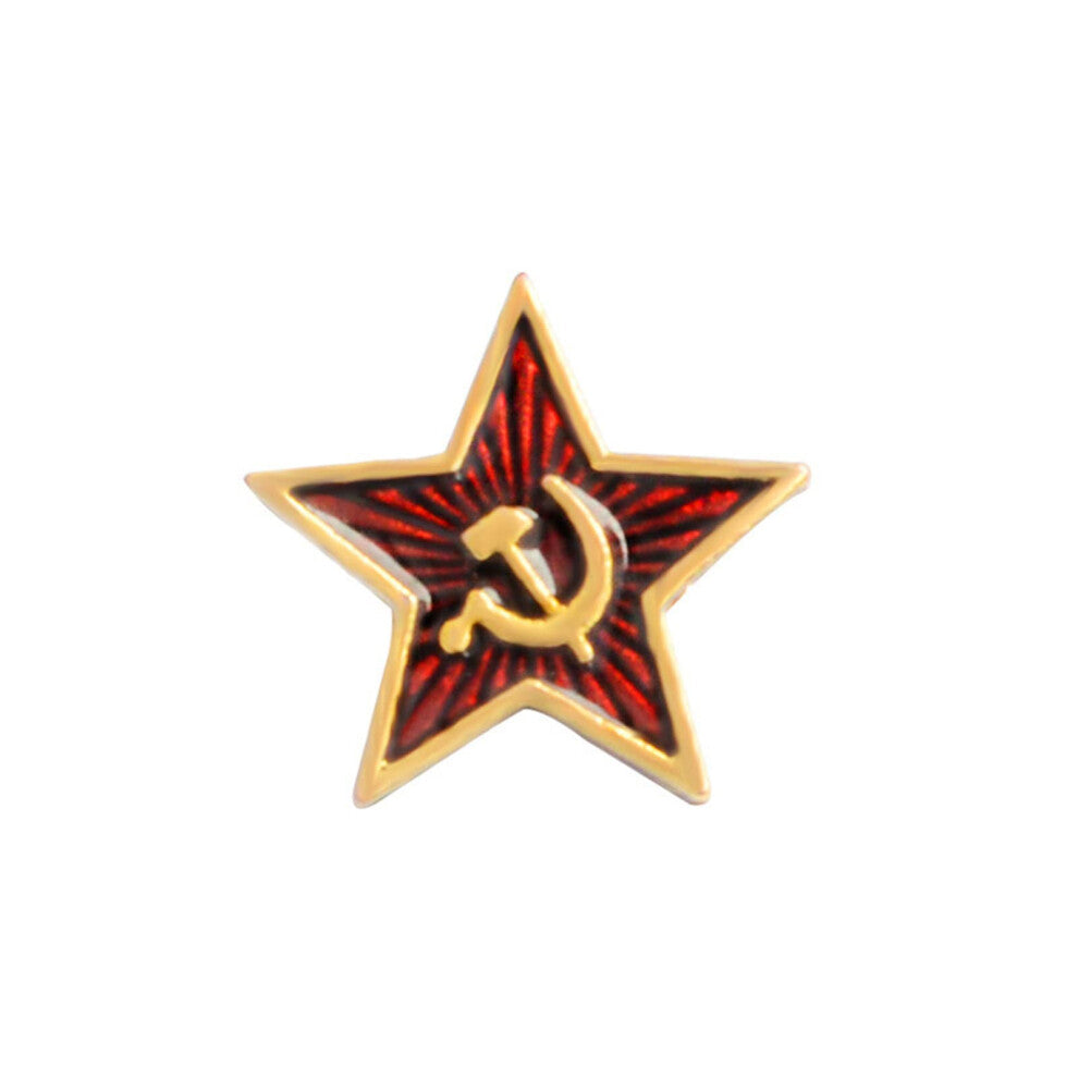 Soviet Hammer and Brooches Red Star Communist Symbol Lapel Pin for Coat or Backpack Jewelry, Vintage Style Metal Enamel