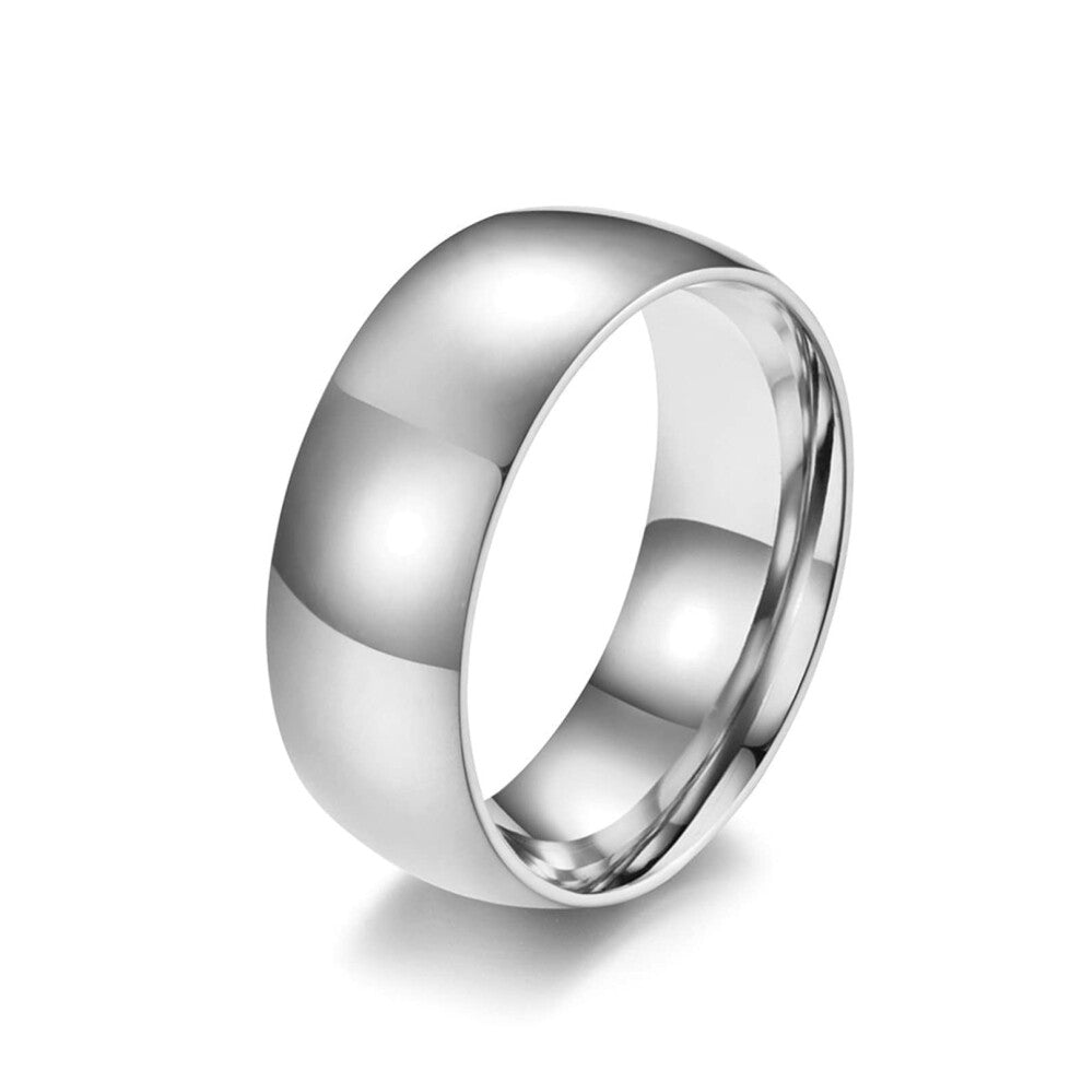Stainless Steel Partner Rings for Women and Men, Polished Engagement and Wedding Rings 4-8 mm, Friendship Jewelry Gifts