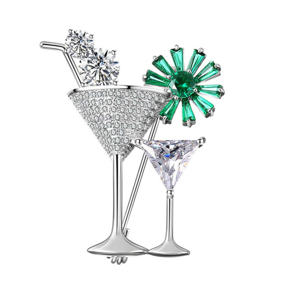Cocktail Brooch Jewelry for Women Party Accessories Crystal Metal Pins Sweet Boutonniere Personalized 1 Inch