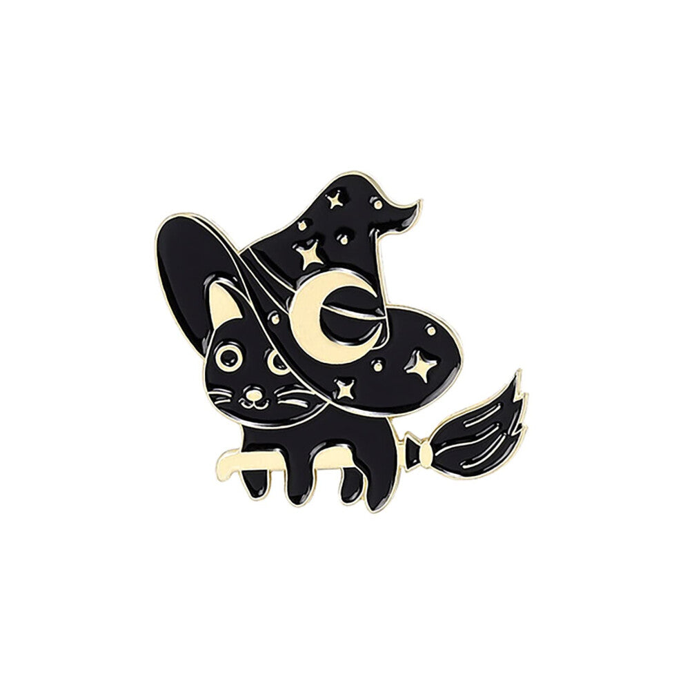 Retro Cardigan Clip with Rhinestone Cat Cartoon Design, Creative Brooch for Party Decoration, Gift for Friends, One Size