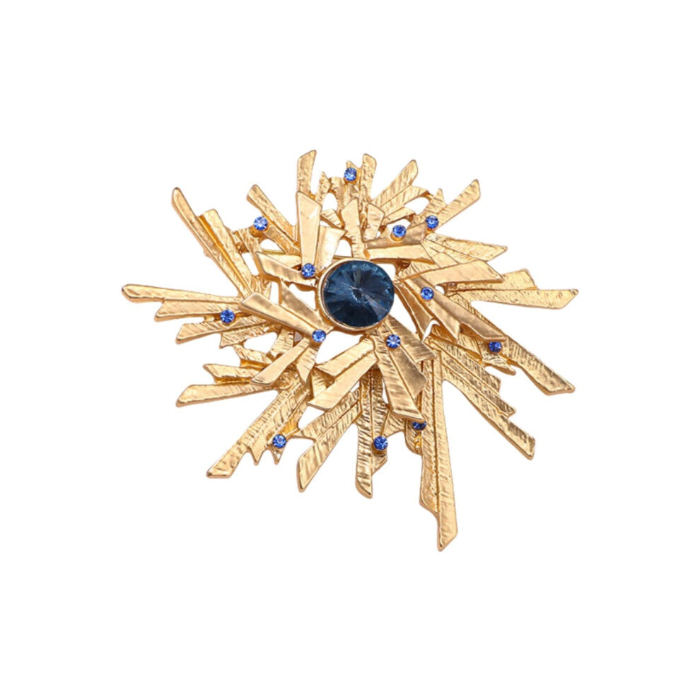 Vintage Crystal Snow Brooch Pin for Shirts and Suits, Gold Floral Corsage Accessory, Elegant Fashion Jewelry