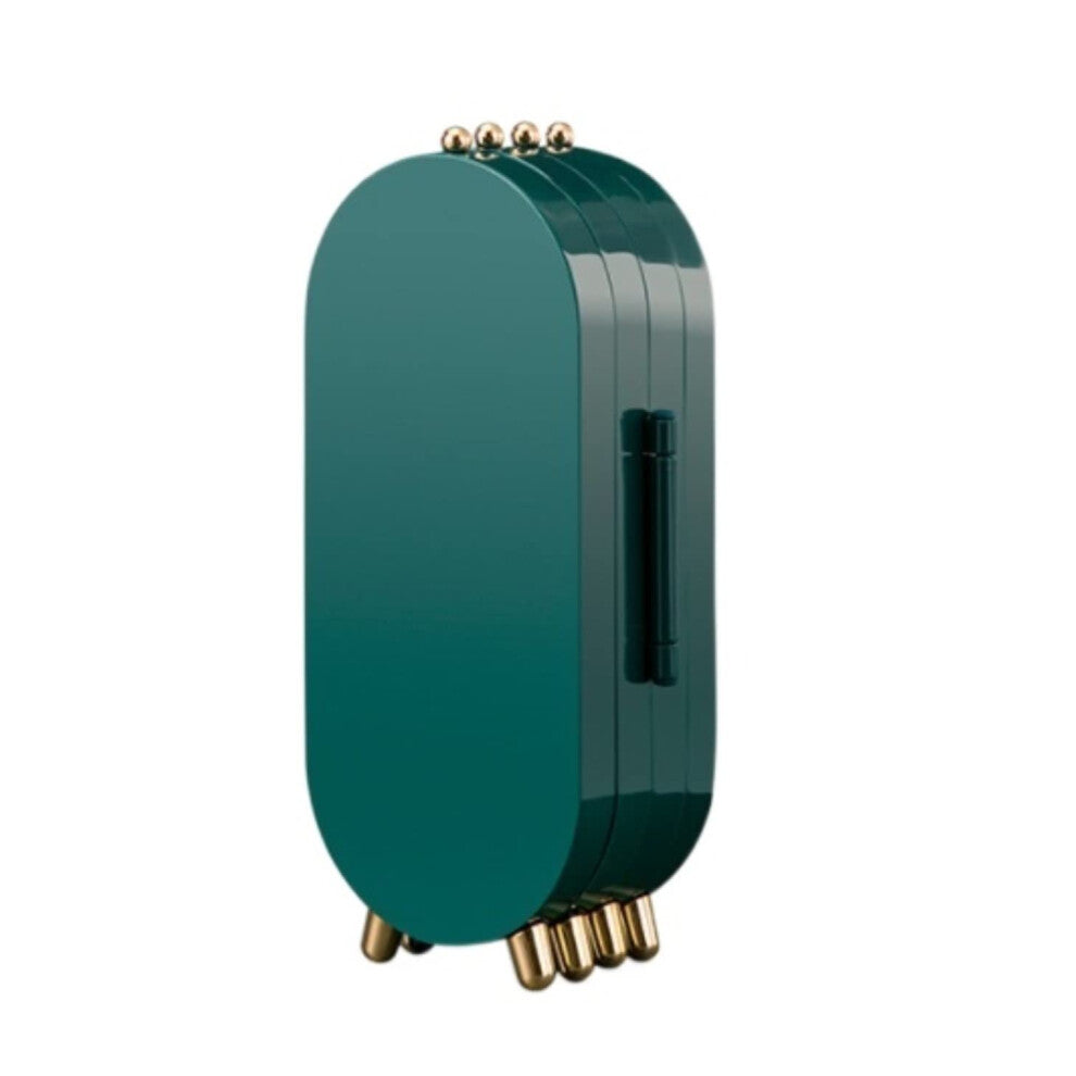 Earring Storage Box Green Travel Jewellery Organiser for Rings and Earrings 11.5x6.5x23.5cm Portable Design