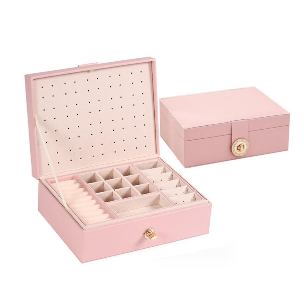 Earring Storage Box Jewelry Organizer Case Small Travel PU Leather Jewelry Box for Rings and Accessories Color C
