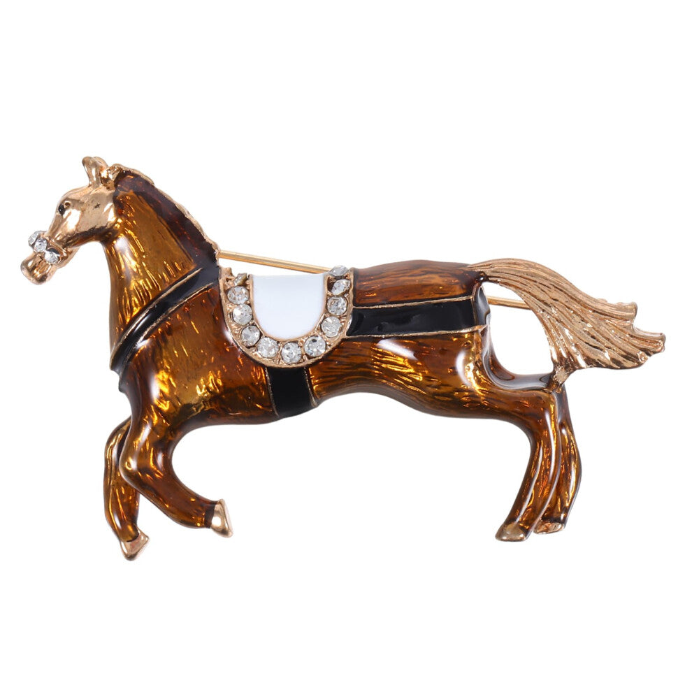 Antique Vintage Horse Brooch with Enamel Sparkle for Fashion Accessories Special Occasions Classic Design
