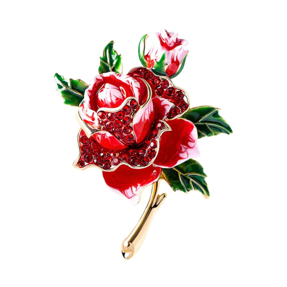 Rose Brooch 1 Piece Alloy Colorful Glazed Rose Pin for Women Red Fashion Clothing Accessories
