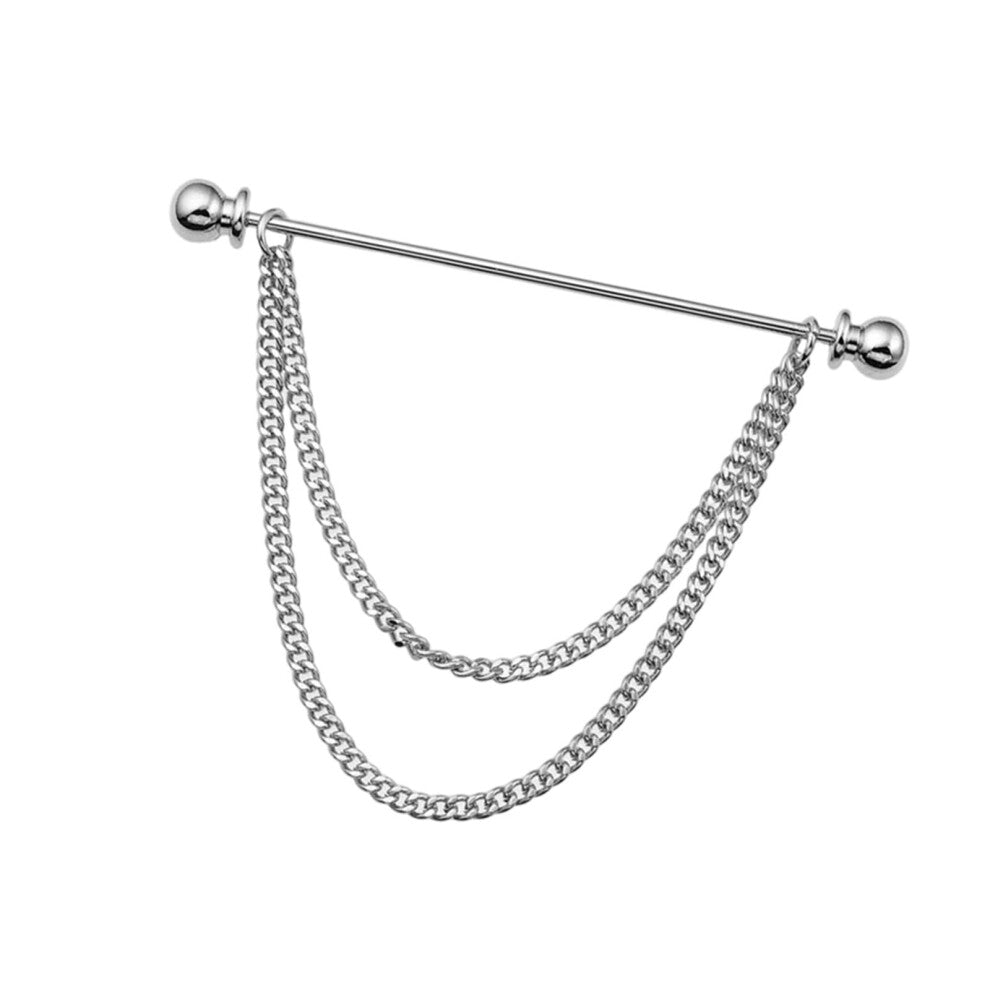 Men's Metal Tassel Chain Lapel Pins Suit Brooch Tie Pin Shirt Accessories Silver for Formal Wear and Business Attire