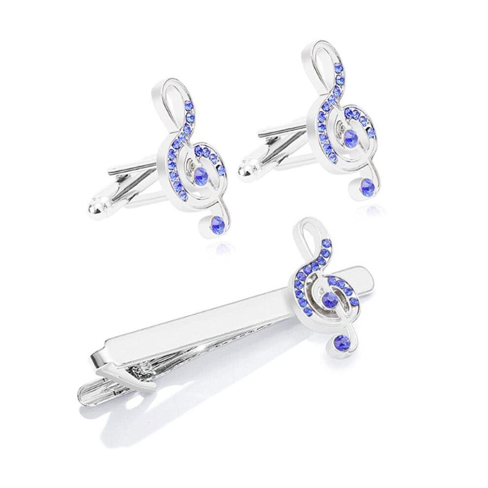 Men's Tie Clip Business Suit Shirt Classic Simple Tie Clip with Cufflinks in Silver