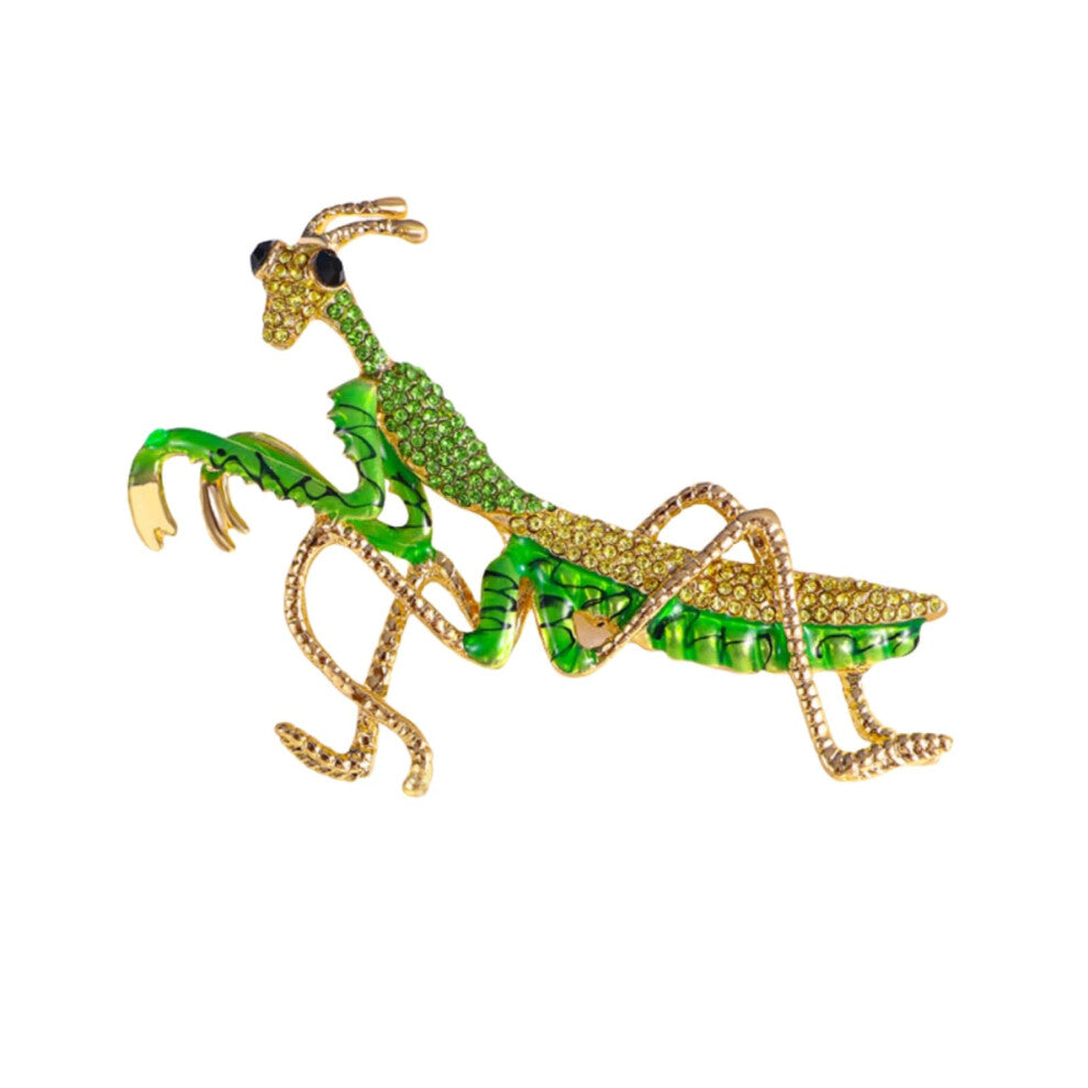 Cartoon Praying Mantis Brooch for Women Vintage Green Corsage Accessories 1 Piece Unique Design Fashion Jewelry