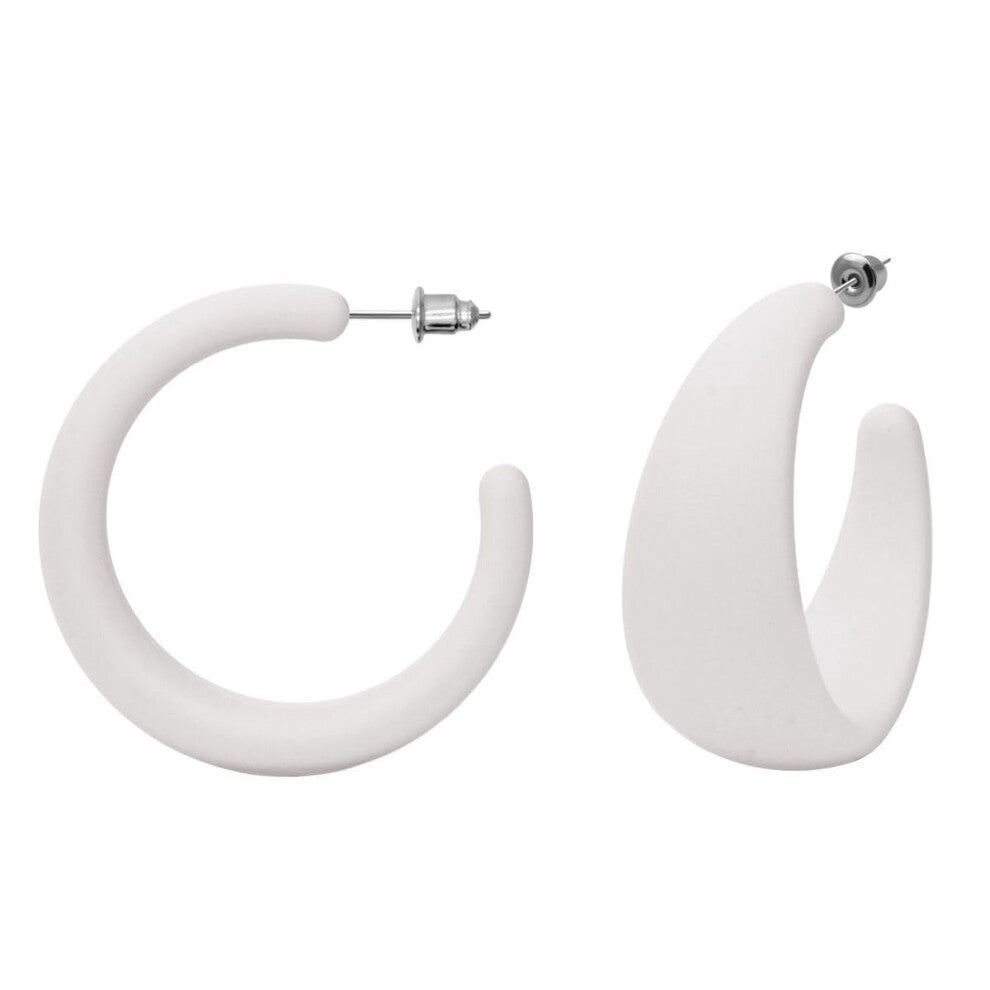 Plastic Hoop Earrings - 1 Pair of Acrylic Stud Hoops in 9 Trendy Colors Retro Style for Women