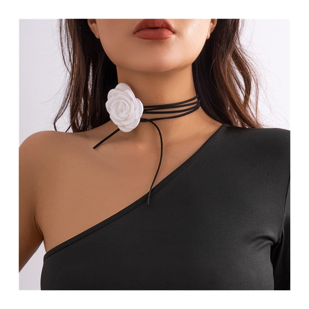 Handcrafted Rose Necklace, Personalized Long Floral Flannel Jewelry, DIY Creative Accessories for Women