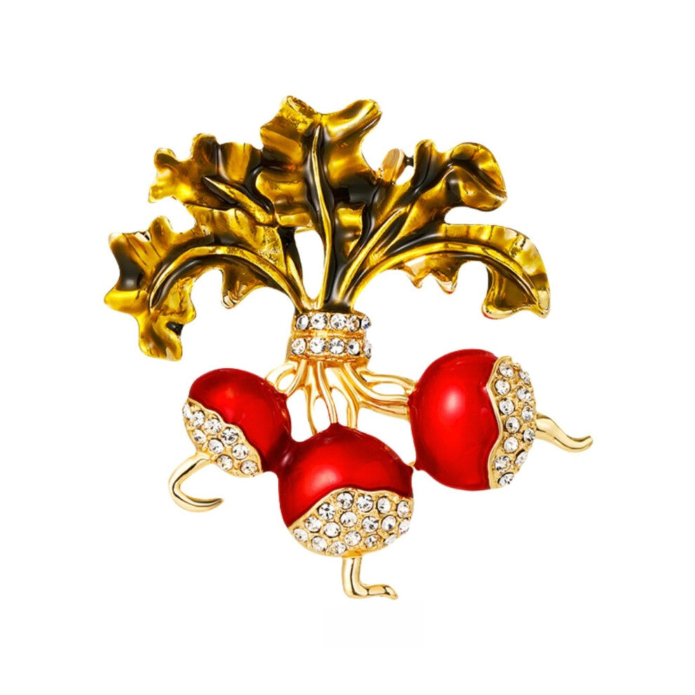 Vintage Rhinestone Radish Brooch for Women - Gold Corsage Accessories for Fashionable Outfits