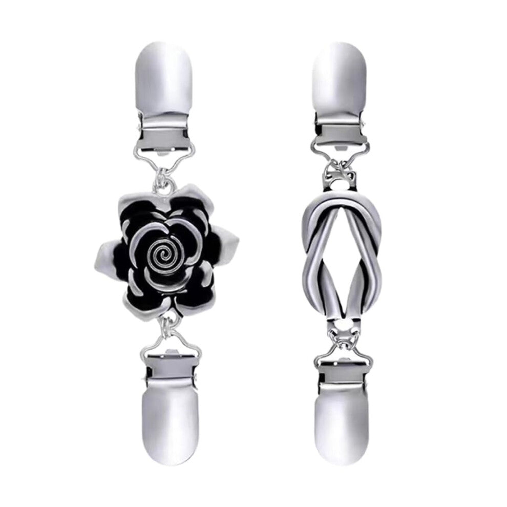 Vintage Pullover Scarf Clips Pack of 2 Retro Cardigan Collar Brooch Clips for Women Girls, Zinc Material, 2 Styles