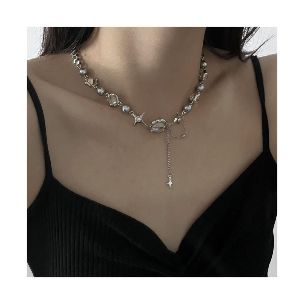 Cross Moonlight Zircon Fringe Necklace for Women, Patchwork Jewelry Accessories for Girls, Bohemian Style