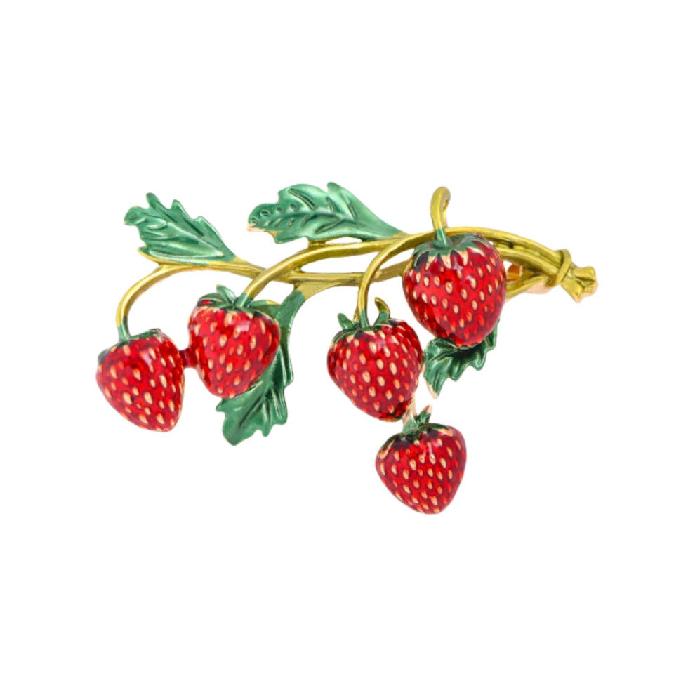 Strawberry Brooch for Women, 1 Piece Alloy Coat Accessory, Red Corsage Pin, Fashion Jewelry for Outerwear