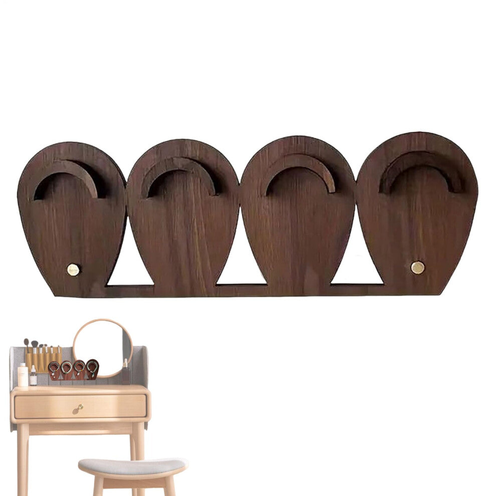 Generic Wooden Jewelry Organizer for Bracelets and Watches | Rustic Multi-Hole Storage with Decorative Tower for Necklaces