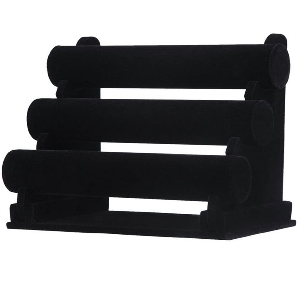 3-Tier Jewelry Organizer, Storage Box for Bracelets, Watches, Necklaces, 12 Slots, Wood and Velvet, Elegant Display Case