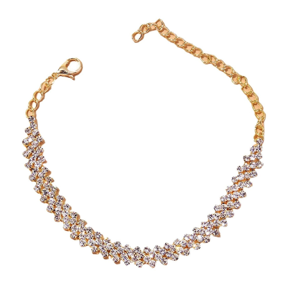 Mode Personality Shaped Rhinestone Foot Chain Simple Set Accessories for Women Gold Color One Size