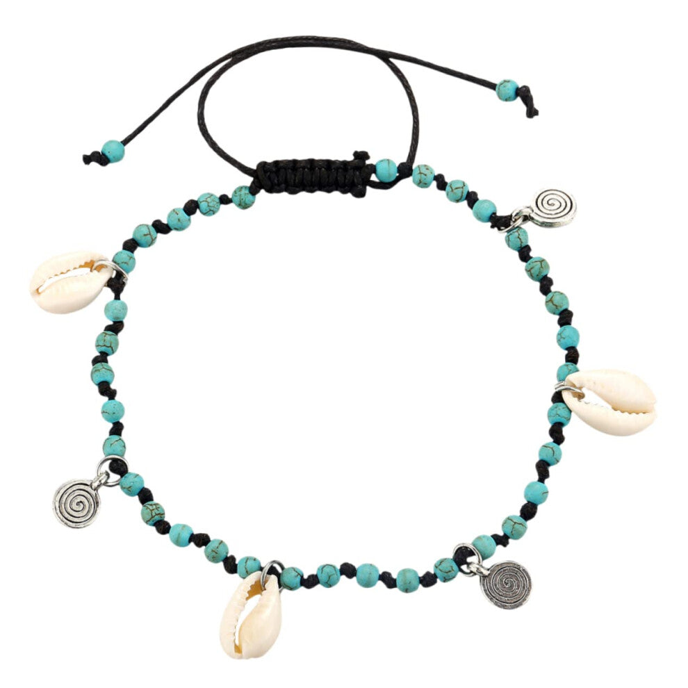 Ankle Jewellery Pearl Anklet for Women, Vintage Style Blue Pendant Chain, Fashion Rings and Sandals Accessories