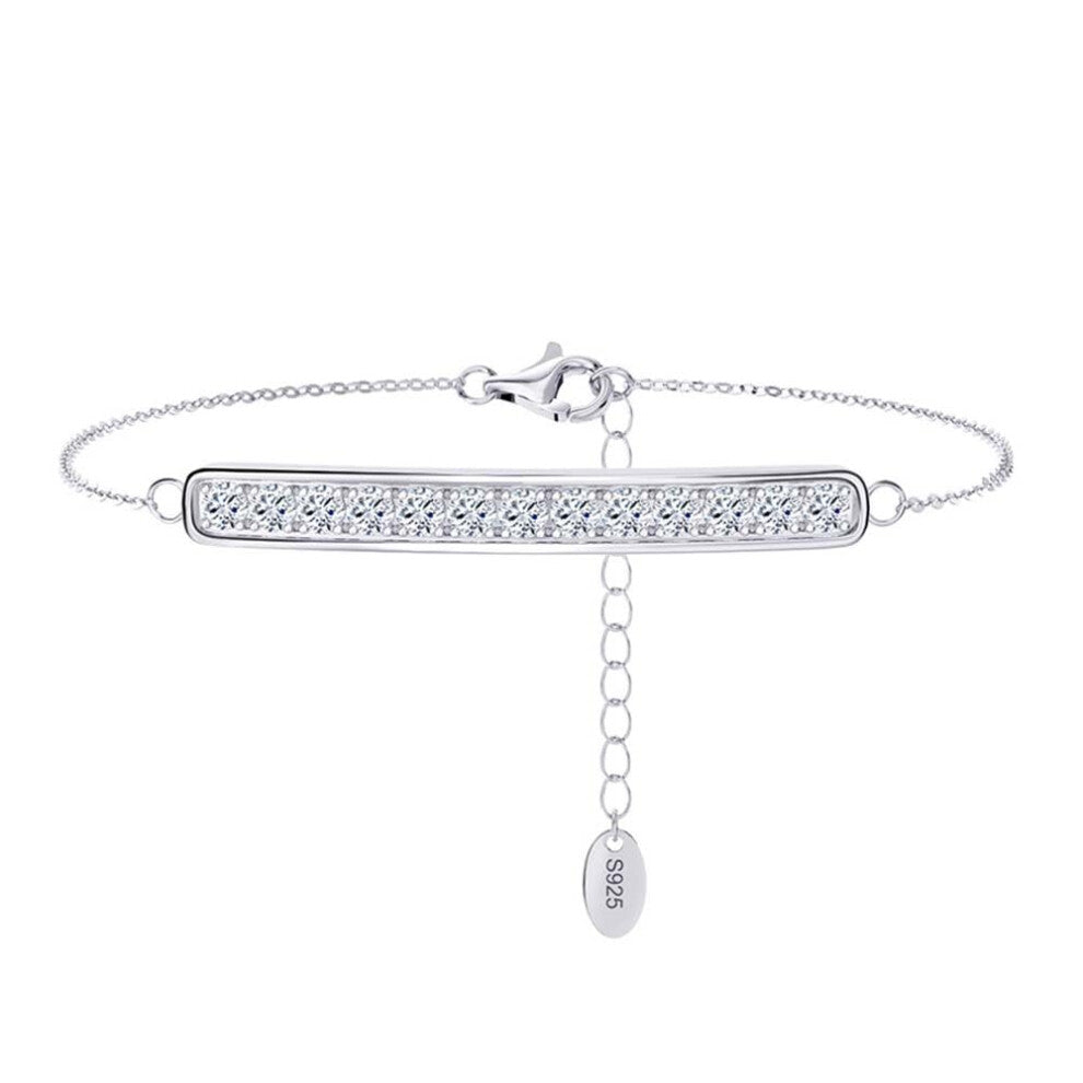 Charming Sparkling Cubic Zirconia Ankle Bracelets for Women, Adjustable 925 Sterling Silver Summer Beach Anklet