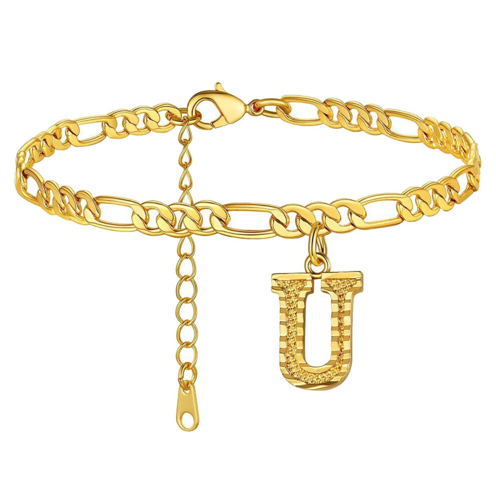 Hexagon Anklet for Girls, Initials Foot Chain, Adjustable Size, 26 Letter Options, Women's Jewelry Accessories