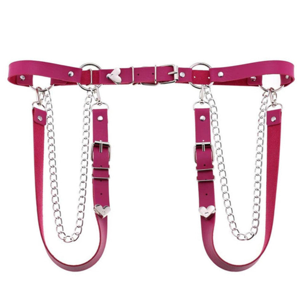 Punk Gothic Leather Body Harness Shoulder Chest Chain Necklace for Girls Halloween Festival Outfit Accessories