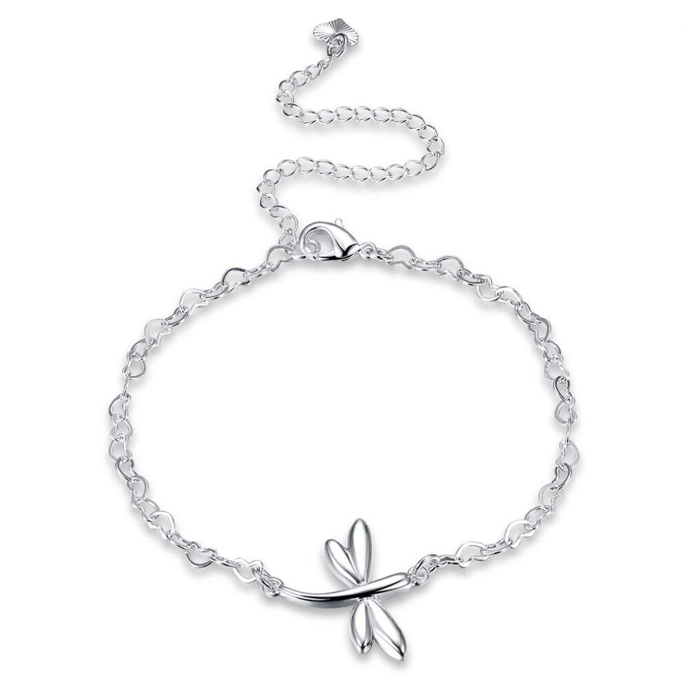 925 Sterling Silver Adjustable Anklet with Double Water Droplet Pendant, Glitter Cubic Zirconia, Hypoallergenic Jewelry for Women