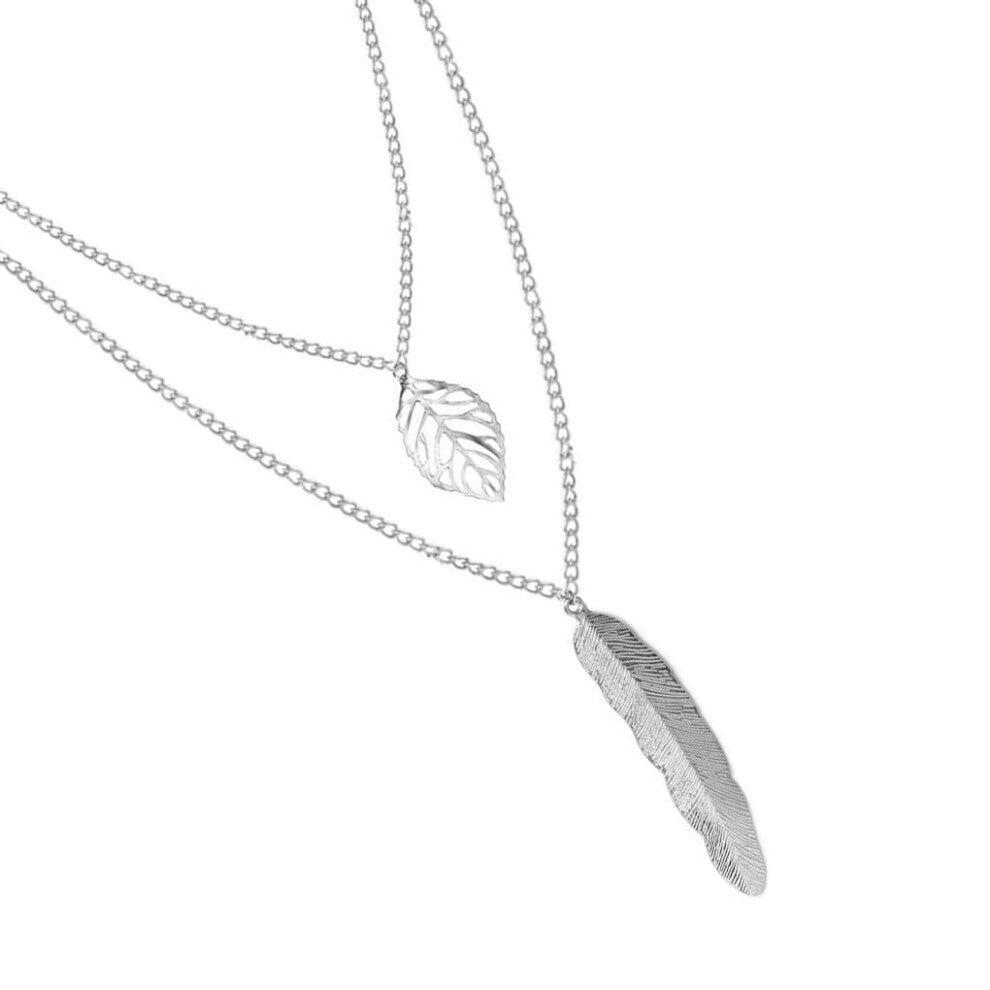 Layered Metal Necklace for Women - Creative Charming Fashion Accessory, Silver Jewelry for Girls and Clothing Decoration