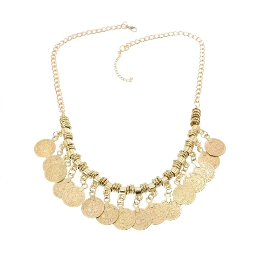 Retro Bohemian Tassel Coin Necklace Gold Clavicle Chain Jewelry for Summer Fashion Accessories
