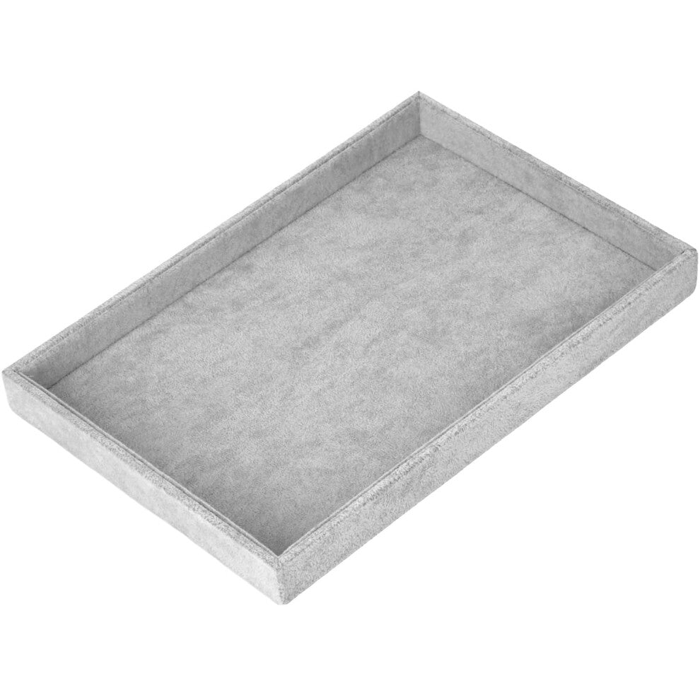 35 x 24 x 3 cm Grey Velvet Jewellery Tray for Organising Earrings, Rings, Watches and Bracelets