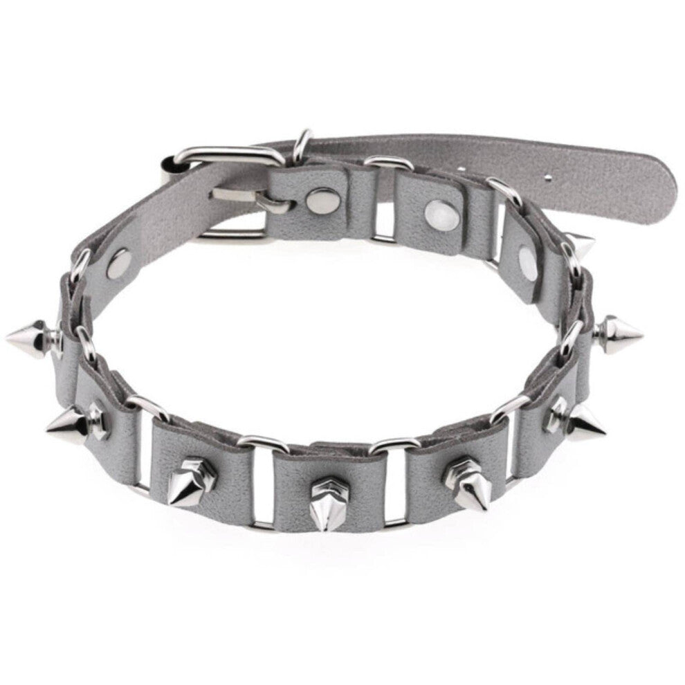 Punk Rock Choker for Men and Women, Black Leather Neckband, Gothic Jewelry, Silver Hardware Gothic Accessories