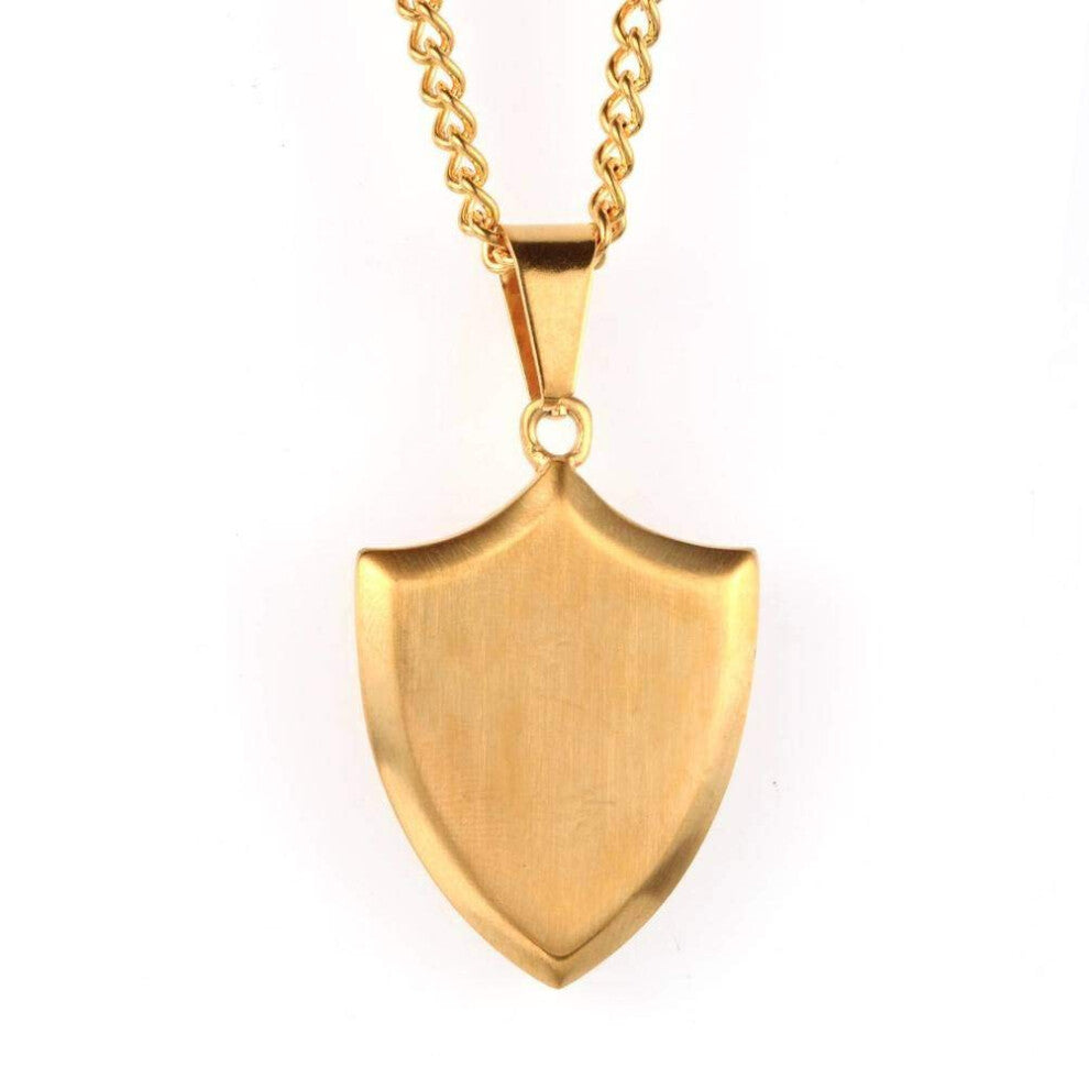 Steel Pendant Necklace for Men - Stainless Steel Fashion Accessories, Gold Shield Design, Durable and Stylish