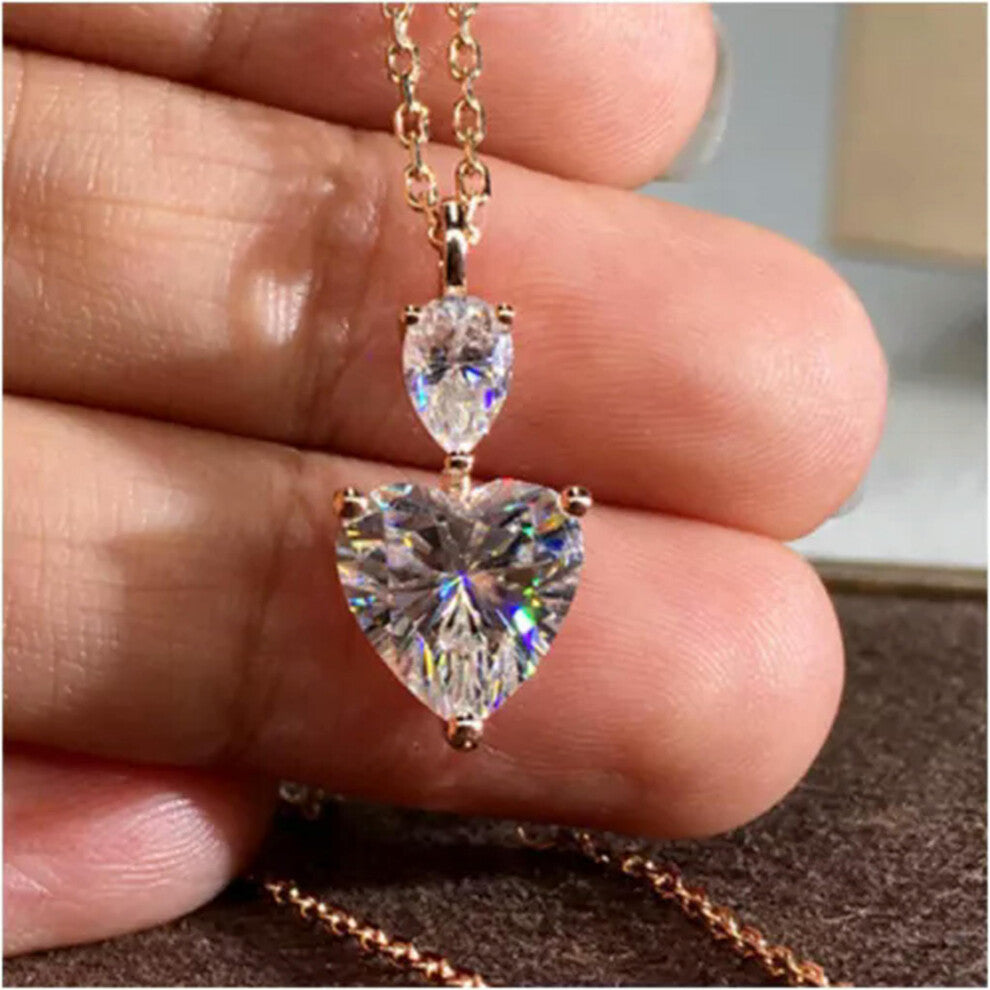 14K Rose Gold Plated Necklace Pendant with Zirconia for Engagement Jewelry - Stylish Rose Gold Accessory