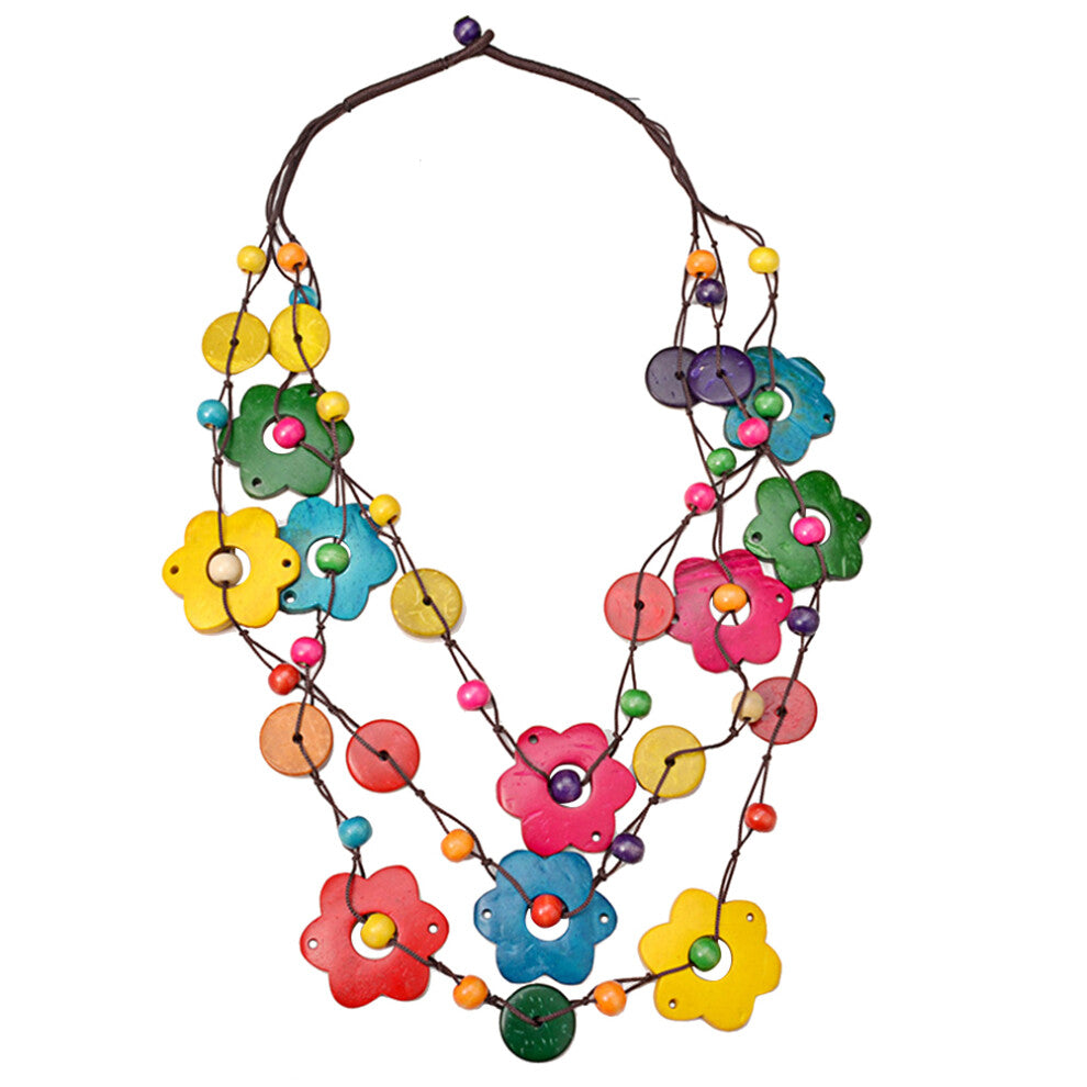 Bohemian Flower Charms Necklaces Retro String Necklace