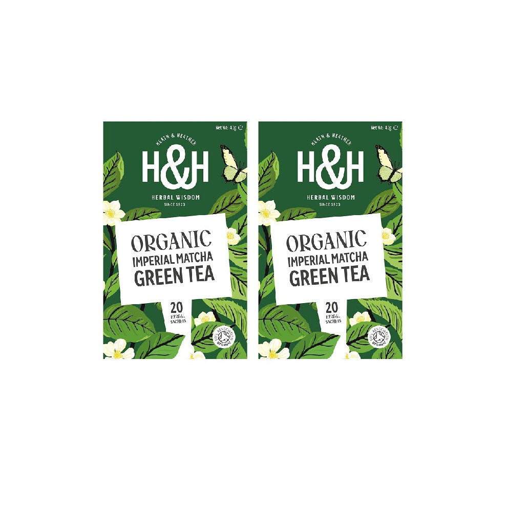 H&H Organic Imperial Matcha Green Tea - 20 Tea Bags Pack of 2
