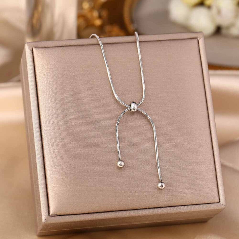 (SS) A full-body titanium steel necklace, a fashionable and personalized 18K gold electroplated collarbone chain accessory for women